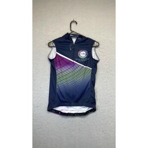 Jakroo Cycling Jersey Mens Large Blue Purple Sleeveless Full‎ Zip ChemDry